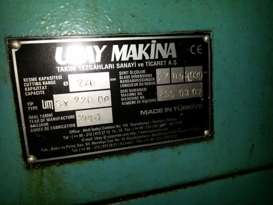 Ленточнопильный станок UZAY Makina 220 DG