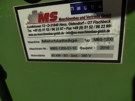 Многопильный станок производства MBS - MBS-1200 Германия