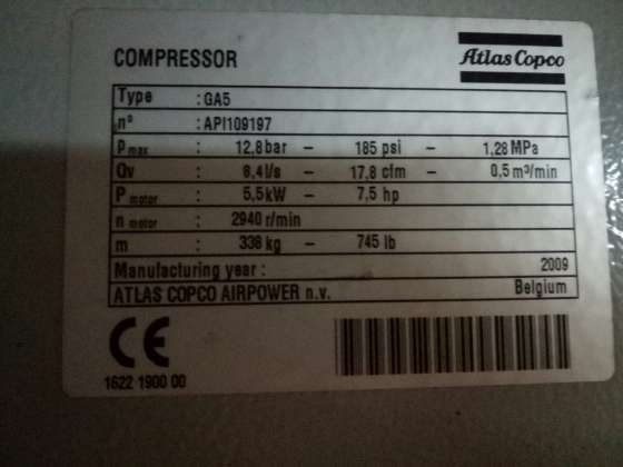 Винтовой компрессор Atlas Copco GA 5 FF б/у