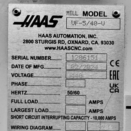 Фрезерный обрабатывающий центр с ЧПУ Haas VF-5/40