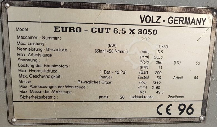 Станок для резки металла Volz Euro-Cut 6,5 x 3050