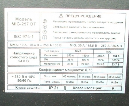 Сварочный полуавтомат барс Profi MIG 257DT (380 В)