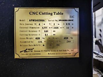 Станок гидроабразивной резки APW S4020BA (2025 года) 5 осей Б/У