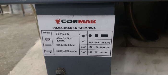 Ленточнопильный станок по металлу CORMAK BS712SW